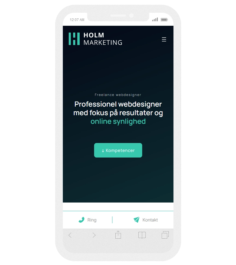 Mobil optimering er et must ved Lokal SEO. Her er eksempel fra Responsinator
