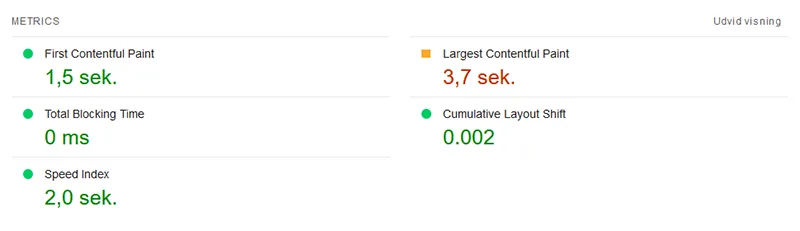 Teknisk SEO - Google PageSpeed Insights - LCP