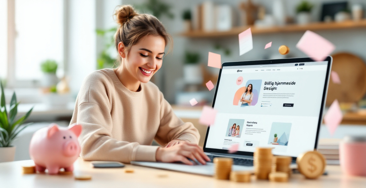 Billig hjemmeside bygget i WordPress vist på laptop og mobil skærm