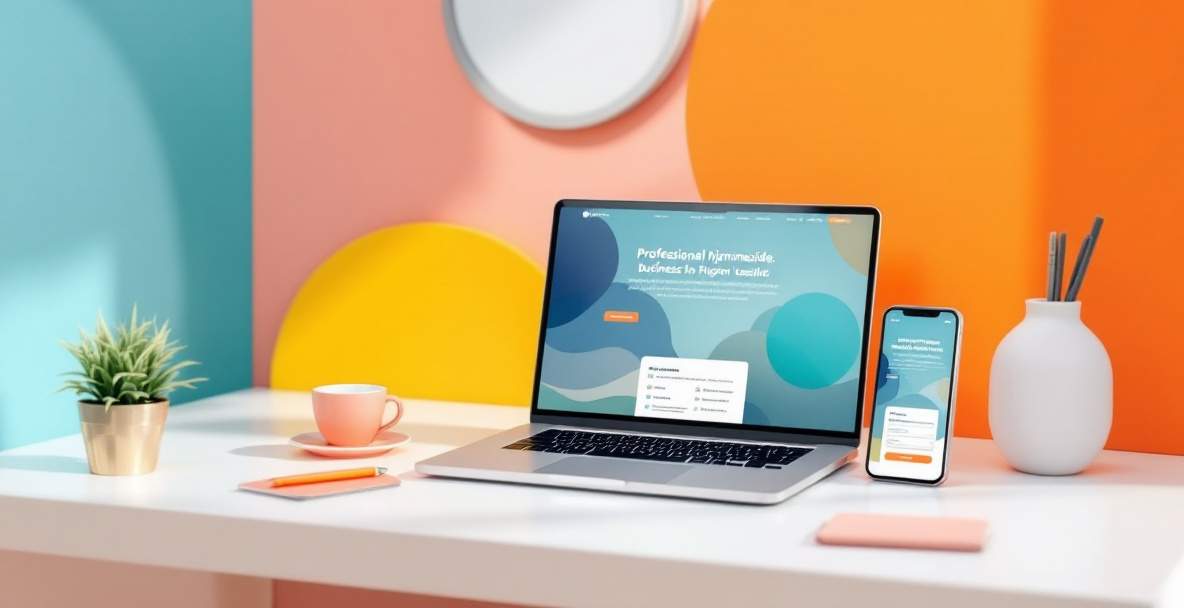 Professionel hjemmeside vist på computerskærm med gennemtænkt design og tydelig navigation