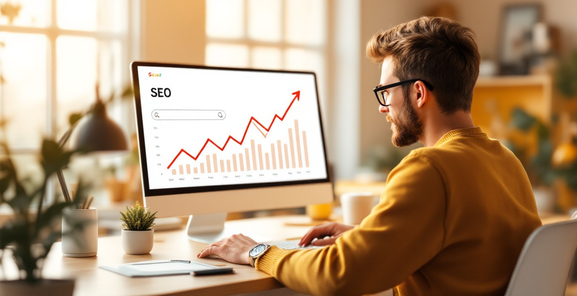 Begynder arbejder med SEO på sin hjemmeside for at forbedre synlighed på Google